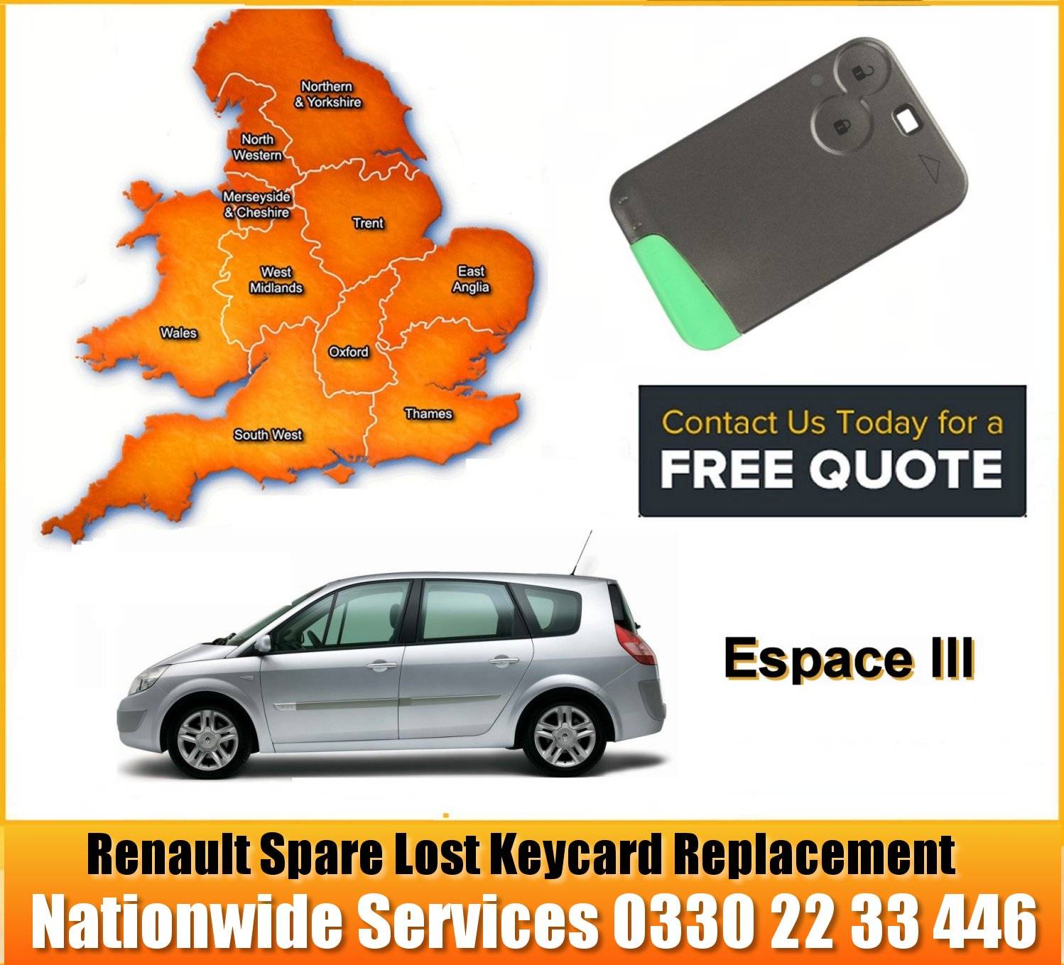 Renault Espace replacement key card programming repair services manchester