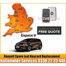 Renault Grande Espace V 2019 Replacement 4 Button Remote Key Card Spare Lost Key Programming Services, image 