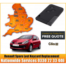 Renault Clio 2006 Replacement 3 Button Remote Key Card