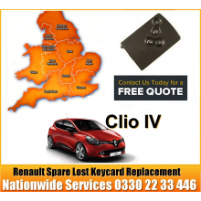 Renault Clio IV 2018 Replacement 4 Button Remote Key Card Spare Lost Key Programming Services