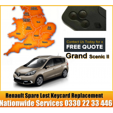 2013 Renault Grand Scenic Replacement 4 Button Remote Key Card, image 