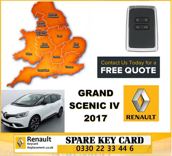 2017 Grand Renault Scenic IV , 4 Button Key Fob, Replacement, Spare, Lost,  Not Locking Not Unlocking [CLONE], image 