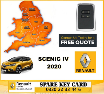 2020 Renault Scenic IV , 4 Button Key Fob, Replacement, Spare, Lost,  Not Locking Not Unlocking [CLONE], image 