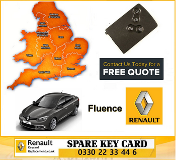 Renault Fluence 2014 Replacement 4 Button Remote Key Card