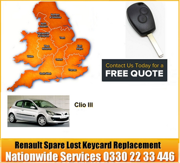 SPARE AND LOST KEY Renault Clio III Key Cut Blade and 2 Button Remote 2008, image 