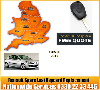 SPARE AND LOST KEYRenault Clio III Key Cut Blade and 2 Button Remote 2010, image 
