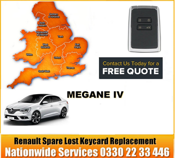 2019 Renault Megane IV, 4 Button Key Fob, Replacement, Spare, Lost, Not Locking Not Unlocking, image 