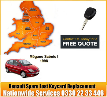 SPARE AND LOST Renault Megane Scenic I Key Cut Blade and 1 Button Remote 1998, image 