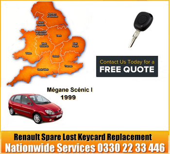 SPARE AND LOST Renault Megane Scenic I Key Cut Blade and 1 Button Remote 1999, image 