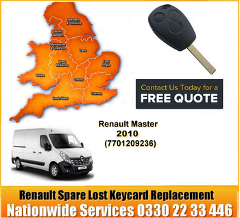 SPARE AND LOST KEY Renault Master Key Cut Blade and 3 Button Remote 2010, image 