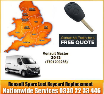 SPARE AND LOST KEY Renault Master Key Cut Blade and 3 Button Remote 2013, image 