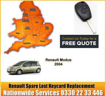 SPARE AND LOST Renault Modus Key Cut Blade and 2 Button Remote 2004, image 