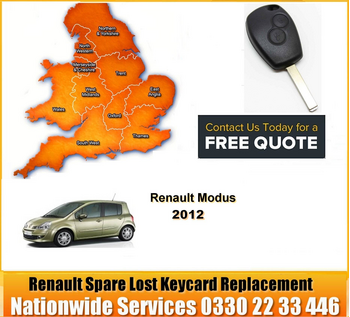 SPARE AND LOST Renault Modus Key Cut Blade and 2 Button Remote 2012, image 