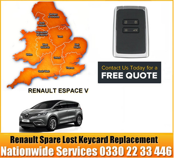 Renault Grand Espace V 2016 Replacement Remote Key Card, image 