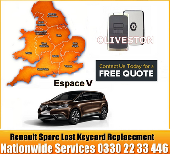 Renault Espace V 2019 Replacement 4 Button Remote Key Card Spare Lost Key Programming Services, image 