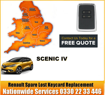 2019 Renault Scenic IV , 4 Button Key Fob, Replacement, Spare, Lost,  Not Locking Not Unlocking, image 