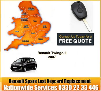 Renault Twingo Key Cut Blade and 2 Button Remote 2007, image 