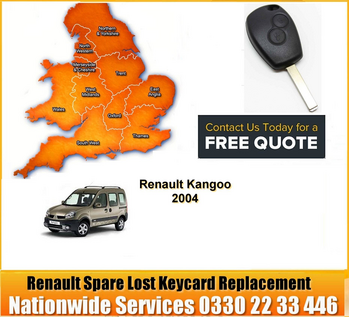SPARE AND LOST KEY Renault Kangoo Key Cut Blade and 2 Button Remote 2004, image 
