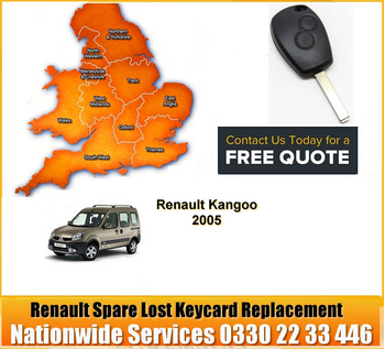 SPARE AND LOST KEY Renault Kangoo Key Cut Blade and 2 Button Remote 2005, image 