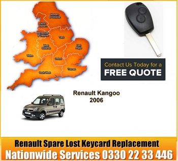 SPARE AND LOST KEY Renault Kangoo Key Cut Blade and 2 Button Remote 2006, image 