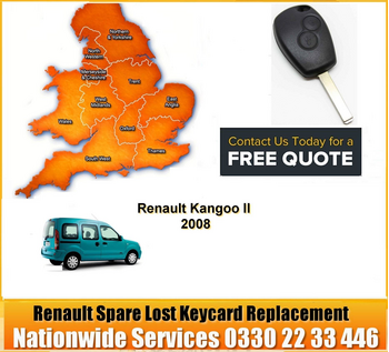 SPARE AND LOST KEY Renault Kangoo Key Cut Blade and 2 Button Remote 2008, image 