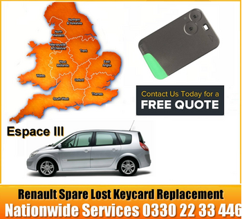 Renault Espace 2003 Replacement Remote Key Card, image 