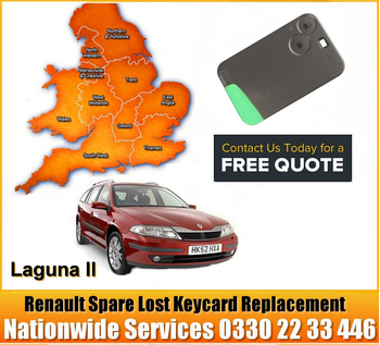 2000 Renault Laguna Replacement 2 Button Remote Key Card, image 