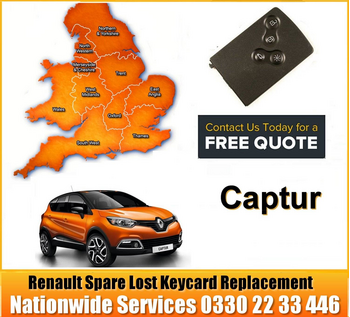 Renault Captur 2018 Replacement 4 Button Remote Key Card Spare Lost Key Programming Services, image 