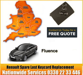 Renault Fluence 2009 Replacement 4 Button Remote Key Card, image 