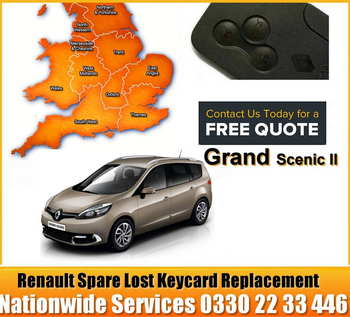 2016 Renault Grand Scenic Replacement 4 Button Remote Key Card, image 