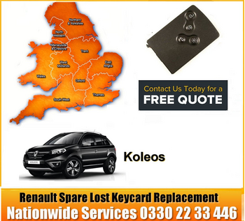 2013 Renault Koleos Replacement 4 Button Remote Key Card, image 