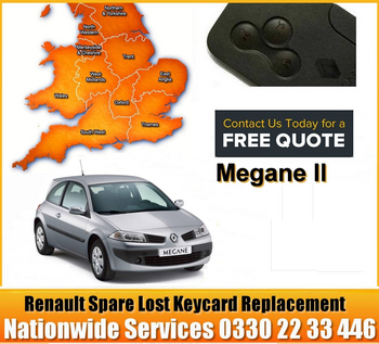Renault Megane 2007 Replacement 3 Button Remote Key Card, image 