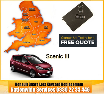 2004 Renault Scenic Replacement 3 Button Remote Key Card, image 