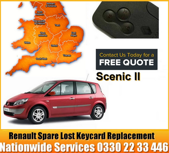 2008 Renault Grand Scenic Replacement 4 Button Remote Key Card, image 