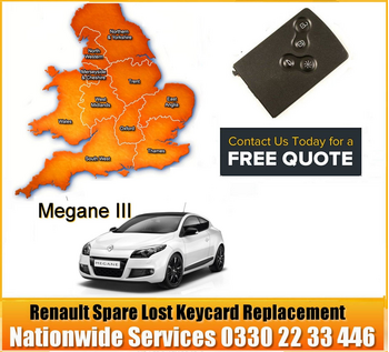 Renault Megane 2009 Replacement 4 Button Remote Key Card, image 