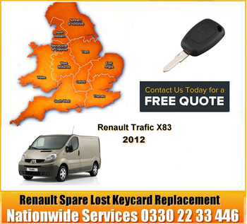 SPARE AND LOST Renault Trafic X83 Key Cut Blade and 2 Button Remote 2012, image 