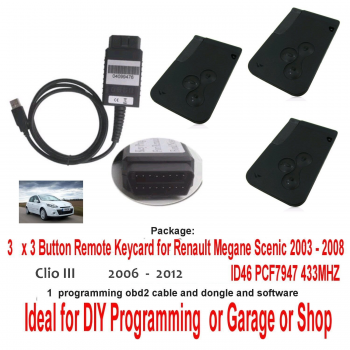 DIY Programming tool Renault Clio (2005 - 2012) Spare Lost Non Working Key Card Replacement & Programming Tool Hire or Buy, image 